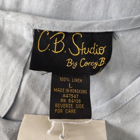 Corey B 100% linen sleeveless blouse women's size large light blue - Picture 7 of 8